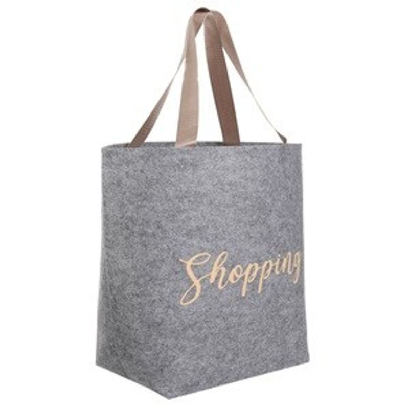 Market - Cadouri - Pungi cadou si accesorii - Sacosa reutilizabila din fetru gri cu manere bej, 29x20x37cm - Infinity.ro