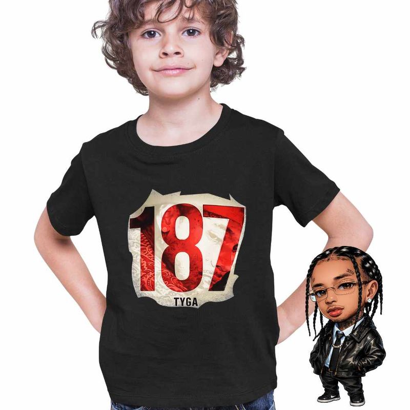 Fashion, accesorii si bijuterii - Copii - Imbracaminte copii - Tricouri copii - Tricou Copii Baieti Tyga 187 Trap Rap Music, negru, marime M Copii - Infinity.ro