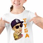 Fashion, accesorii si bijuterii - Copii - Imbracaminte copii - Tricouri copii - Tricou Copii Fete Tyga Ayy Macarena, alb, marime L Copii - Infinity.ro