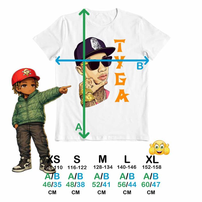 Fashion, accesorii si bijuterii - Copii - Imbracaminte copii - Tricouri copii - Tricou Copii Fete Tyga Ayy Macarena, alb, marime L Copii - Infinity.ro
