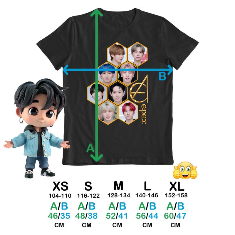 Fashion, accesorii si bijuterii - Copii - Imbracaminte copii - Tricouri copii - Tricou Copii Epex All Gang Kpop Merch fete, negru, marime XS Copii - Infinity.ro
