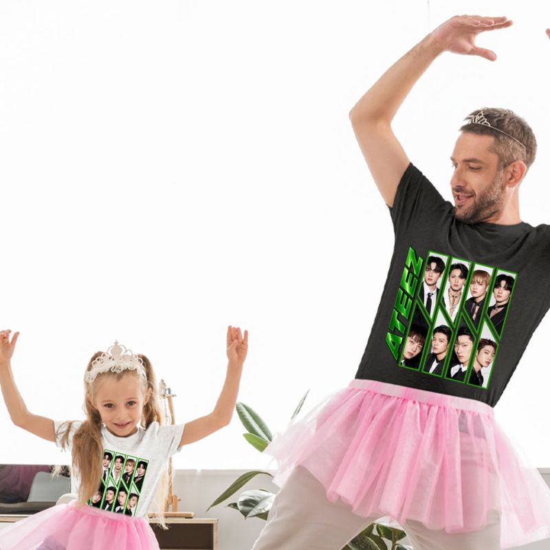 Fashion, accesorii si bijuterii - Copii - Imbracaminte copii - Tricouri copii - Tricou Copii Ateez Song Min-gi Kpop Merch fete, negru, marime S Copii - Infinity.ro