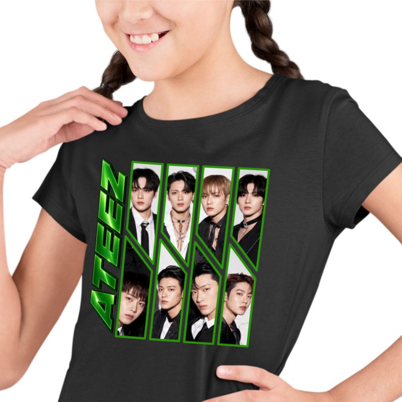 Fashion, accesorii si bijuterii - Copii - Imbracaminte copii - Tricouri copii - Tricou Copii Ateez Song Min-gi Kpop Merch fete, negru, marime S Copii - Infinity.ro