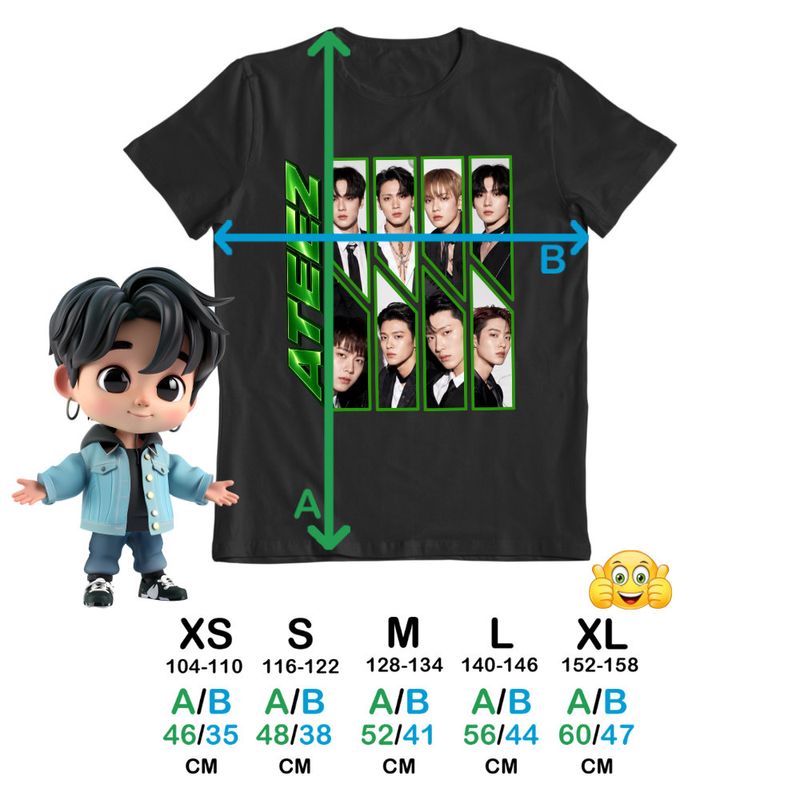 Fashion, accesorii si bijuterii - Copii - Imbracaminte copii - Tricouri copii - Tricou Copii Ateez Song Min-gi Kpop Merch fete, negru, marime S Copii - Infinity.ro