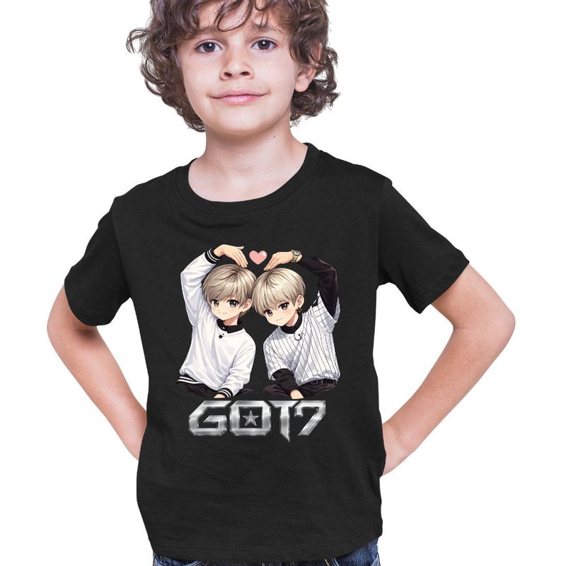 Fashion, accesorii si bijuterii - Copii - Imbracaminte copii - Tricouri copii - Tricou Copii Got7 Kpop Merch Cartoon baieti, negru, marime XL Copii - Infinity.ro