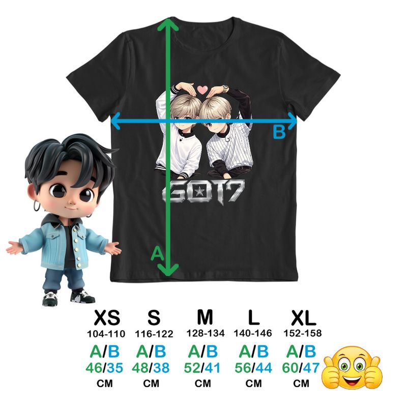 Fashion, accesorii si bijuterii - Copii - Imbracaminte copii - Tricouri copii - Tricou Copii Got7 Kpop Merch Cartoon baieti, negru, marime XL Copii - Infinity.ro