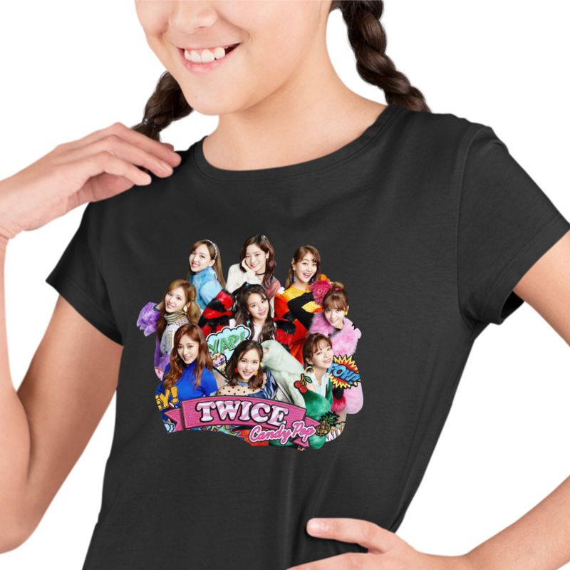 Fashion, accesorii si bijuterii - Copii - Imbracaminte copii - Tricouri copii - Tricou Copii Twice Kpop Merch fete, negru, marime XL Copii - Infinity.ro