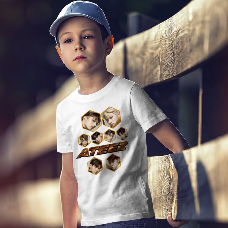 Fashion, accesorii si bijuterii - Copii - Imbracaminte copii - Tricouri copii - Tricou Copii Ateez Korea Kpop baieti, alb, marime XL Copii - Infinity.ro