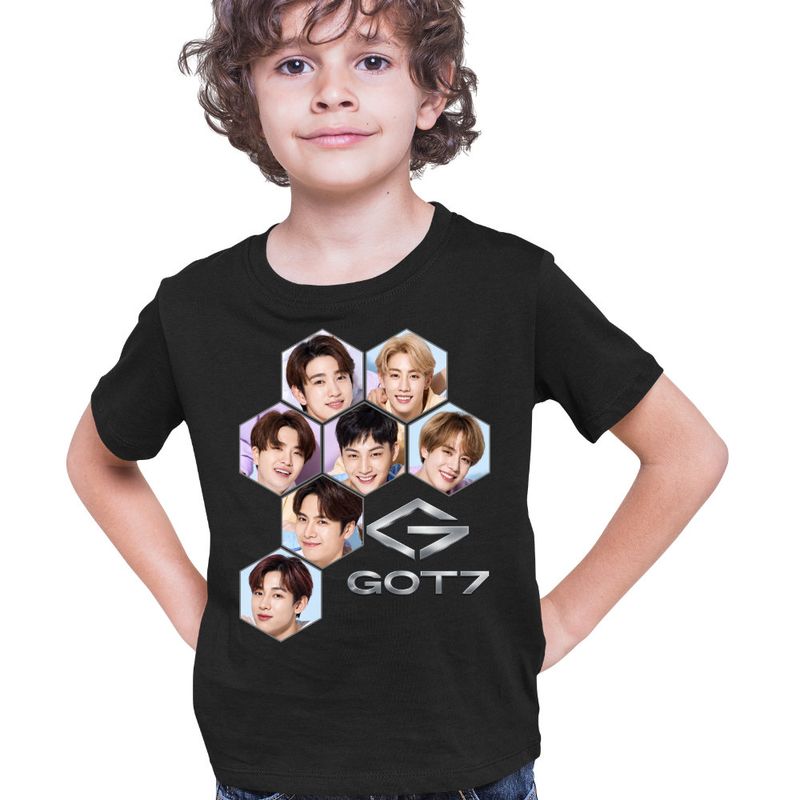 Fashion, accesorii si bijuterii - Copii - Imbracaminte copii - Tricouri copii - Tricou Copii Got7 Kpop Bambam Youngjae baieti, negru, marime L Copii - Infinity.ro