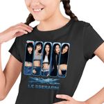 Fashion, accesorii si bijuterii - Copii - Imbracaminte copii - Tricouri copii - Tricou Copii Le Sserafim Kpop Bts Party Merch fete, negru, marime M Copii - Infinity.ro