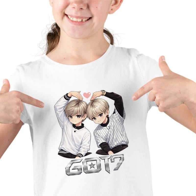 Fashion, accesorii si bijuterii - Copii - Imbracaminte copii - Tricouri copii - Tricou Copii Got7 Kpop Merch Cartoon fete, alb, marime L Copii - Infinity.ro