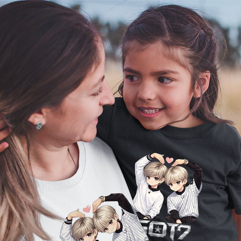 Fashion, accesorii si bijuterii - Copii - Imbracaminte copii - Tricouri copii - Tricou Copii Got7 Kpop Merch Cartoon fete, alb, marime L Copii - Infinity.ro