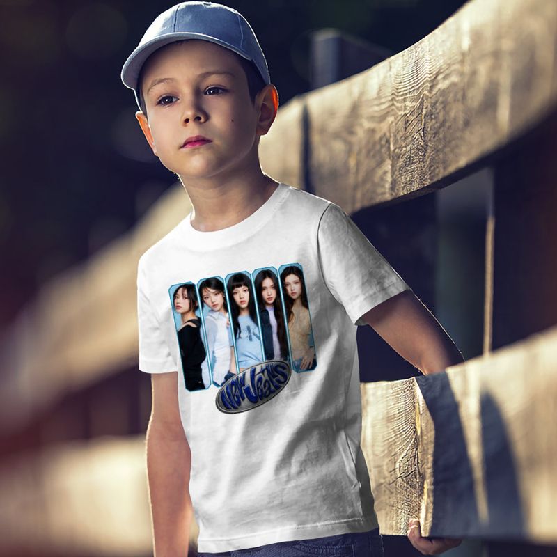 Fashion, accesorii si bijuterii - Copii - Imbracaminte copii - Tricouri copii - Tricou Copii NewJeans Kpop Merch baieti, alb, marime M Copii - Infinity.ro
