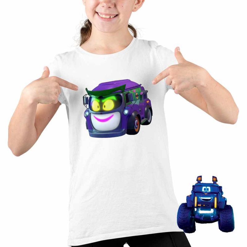 Fashion, accesorii si bijuterii - Copii - Imbracaminte copii - Tricouri copii - Tricou Copii Fete Batwheels Prank Joker Masina Batroti Desene Animate Masini, alb, marime S Copii - Infinity.ro