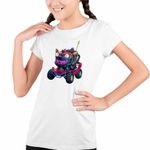 Fashion, accesorii si bijuterii - Copii - Imbracaminte copii - Tricouri copii - Tricou Copii Fete Batwheels Jestah Batroti ATV Hiena Harley Quinn, alb, marime M Copii - Infinity.ro