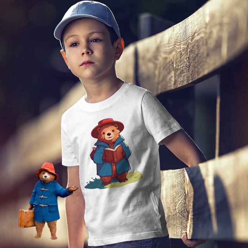 Fashion, accesorii si bijuterii - Copii - Imbracaminte copii - Tricouri copii - Tricou Copii Baieti Paddington Peru Urs Palarie, alb, marime L Copii - Infinity.ro