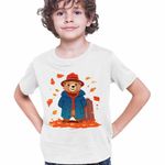 Fashion, accesorii si bijuterii - Copii - Imbracaminte copii - Tricouri copii - Tricou Copii Baieti Paddinton Toamna Frunze, alb, marime XS Copii - Infinity.ro