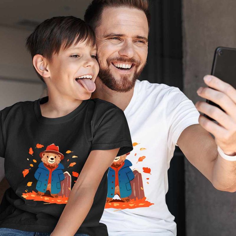 Fashion, accesorii si bijuterii - Copii - Imbracaminte copii - Tricouri copii - Tricou Copii Baieti Paddinton Toamna Frunze, alb, marime XS Copii - Infinity.ro