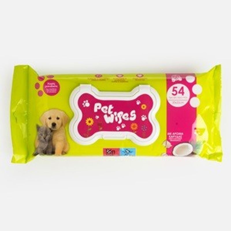 Jucarii, Copii si Bebe - Scutece si consumabile copii - Servetele umede - Servetele umede pentru animale de companie, 54 buc, 20x22 cm, aroma de nuca de cocos - Infinity.ro