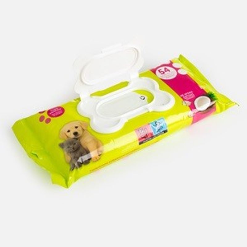 Jucarii, Copii si Bebe - Scutece si consumabile copii - Servetele umede - Servetele umede pentru animale de companie, 54 buc, 20x22 cm, aroma de nuca de cocos - Infinity.ro