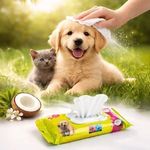 Jucarii, Copii si Bebe - Scutece si consumabile copii - Servetele umede - Servetele umede pentru animale de companie, 54 buc, 20x22 cm, aroma de nuca de cocos - Infinity.ro