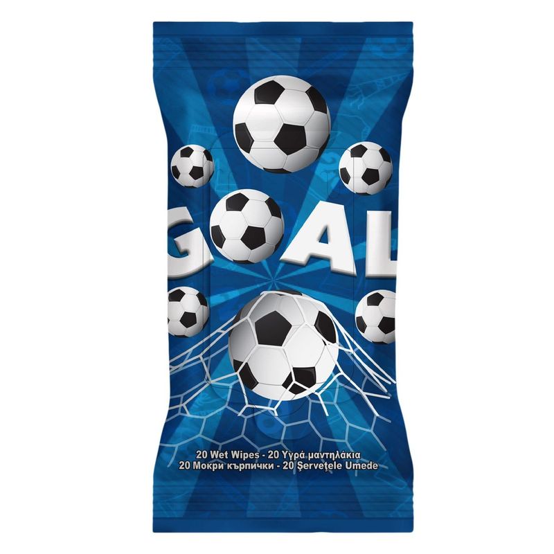 Jucarii, Copii si Bebe - Scutece si consumabile copii - Servetele umede - Servetele umede cu model fotbal, 20 bucati, infuzate cu Aloe Vera si vitamina E - Infinity.ro