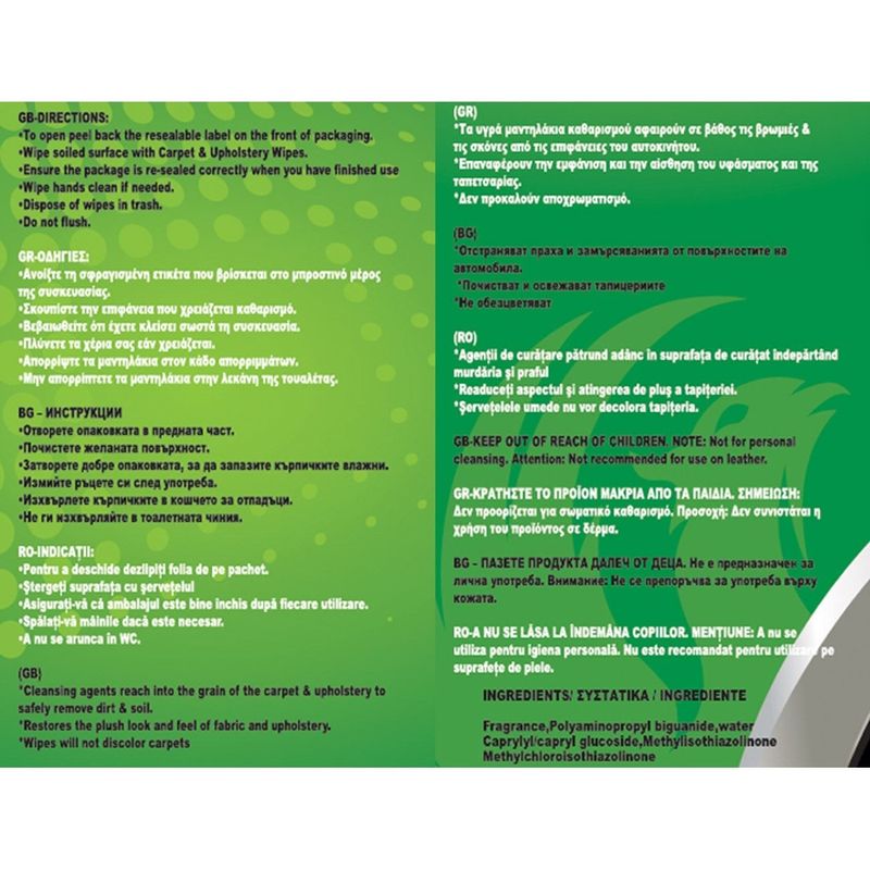 Auto si Moto - Intretinere auto - Produse curatare auto - Servetele umede pentru tapiterie auto, 20 buc, 15x20 cm - Infinity.ro