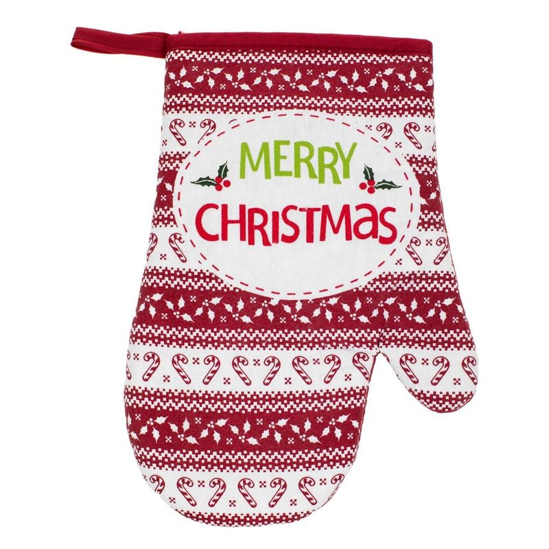 Casa si Gradina - Textile si covoare - Textile bucatarie - Manusi bucatarie - Set Manusa De Bucatarie si Servet Christmas, Model Acadele si Vasc, Bordo, 2 Bucati - Infinity.ro