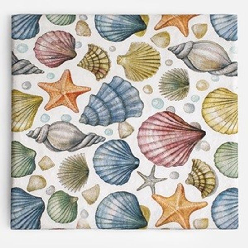 Market - Curatenie si intretinere casa - Produse bucatarie - Prosoape de hartie si servetele - Servetele de masa cu model scoici, 2 straturi, 33x33 cm, 40 buc - Infinity.ro