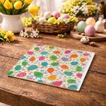 Market - Curatenie si intretinere casa - Produse bucatarie - Prosoape de hartie si servetele - Servetele de masa, 1 strat, 33x33cm, 80 buc, Alb, Model Paste cu flori si oua colorate - Infinity.ro