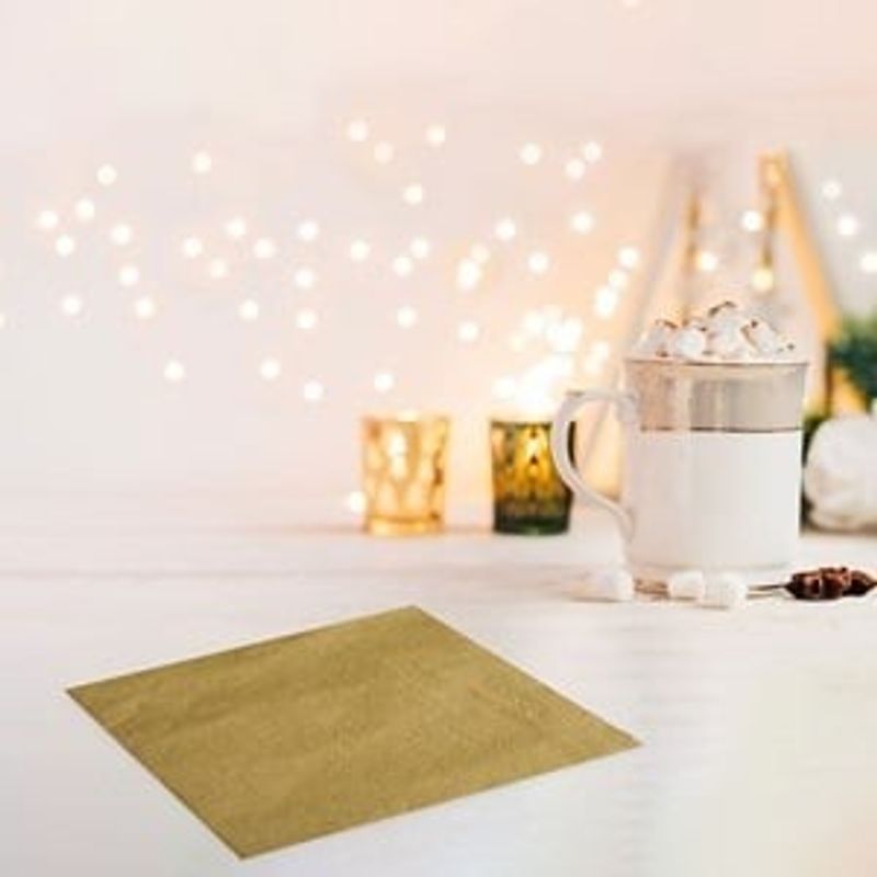 Market - Curatenie si intretinere casa - Produse bucatarie - Prosoape de hartie si servetele - Servetele de Masa de Craciun cu 2 Straturi de Culoare Aure cu Model Reliefat 33x33cm - 20buc - Infinity.ro