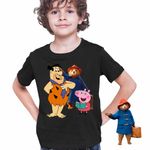 Fashion, accesorii si bijuterii - Copii - Imbracaminte copii - Tricouri copii - Tricou Copii Baieti Paddington Flintstone Peppa Pig Purcelus, negru, marime M Copii - Infinity.ro
