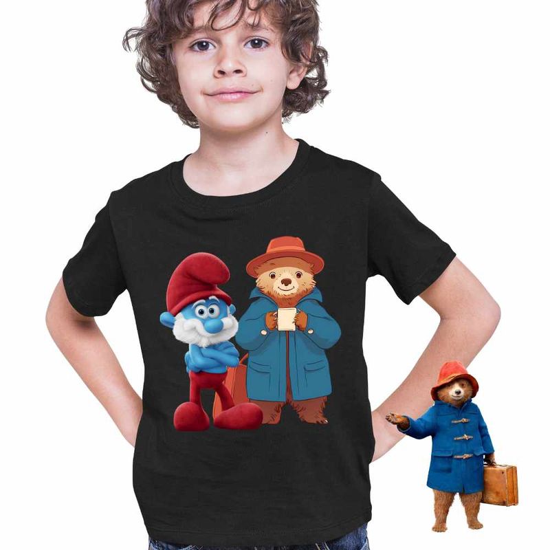 Fashion, accesorii si bijuterii - Copii - Imbracaminte copii - Tricouri copii - Tricou Copii Baieti Paddington Papa Strumf, negru, marime M Copii - Infinity.ro