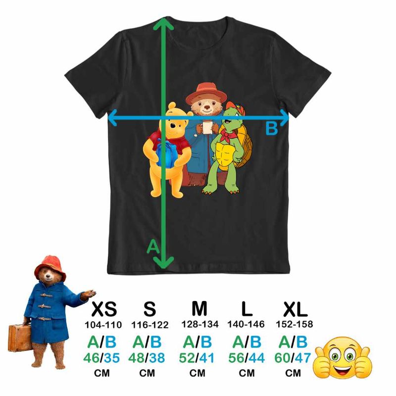 Fashion, accesorii si bijuterii - Copii - Imbracaminte copii - Tricouri copii - Tricou Copii Baieti Paddington Winnie the Pooh Franklin Testoasa, negru, marime S Copii - Infinity.ro