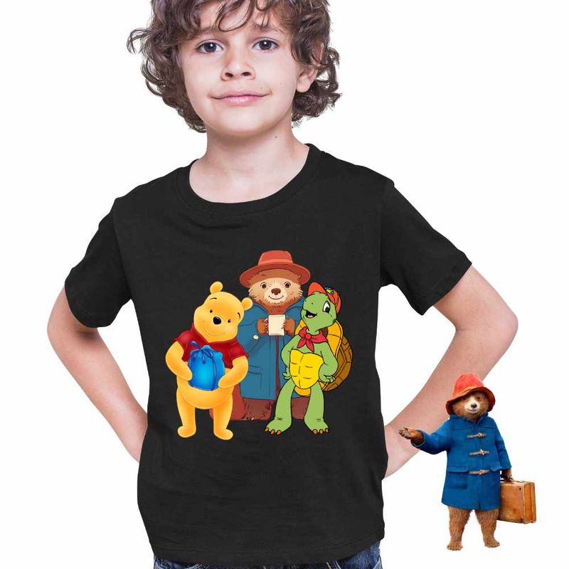 Fashion, accesorii si bijuterii - Copii - Imbracaminte copii - Tricouri copii - Tricou Copii Baieti Paddington Winnie the Pooh Franklin Testoasa, negru, marime S Copii - Infinity.ro