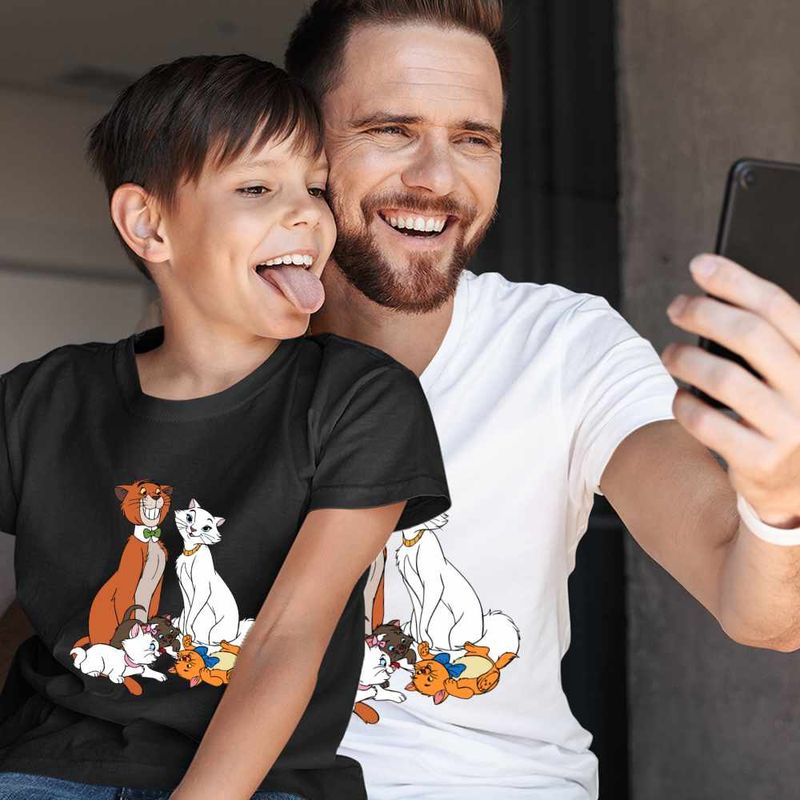 Fashion, accesorii si bijuterii - Copii - Imbracaminte copii - Tricouri copii - Tricou Copii Baieti Pisicile Aristocrate Familie Desene Animate, alb, marime L Copii - Infinity.ro