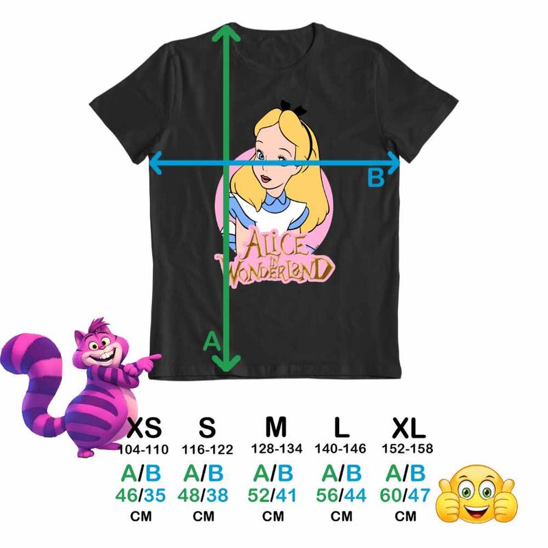 Fashion, accesorii si bijuterii - Copii - Imbracaminte copii - Tricouri copii - Tricou Copii Fete Alice Tara Minunilor , negru, marime XL Copii - Infinity.ro