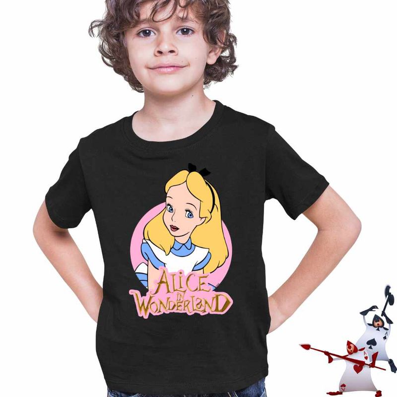 Fashion, accesorii si bijuterii - Copii - Imbracaminte copii - Tricouri copii - Tricou Copii Baieti Alice Tara Minunilor , negru, marime L Copii - Infinity.ro