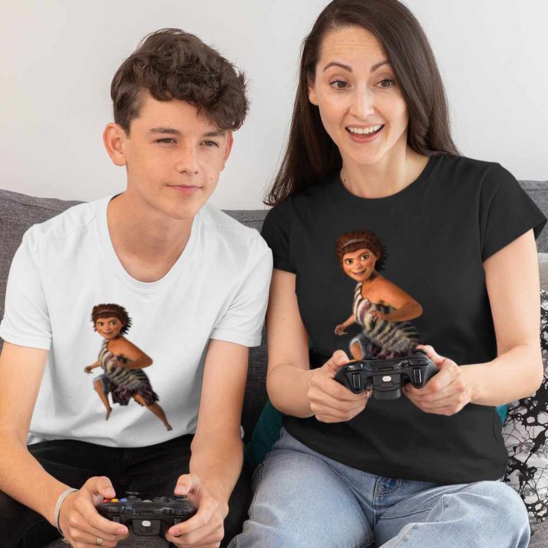 Fashion, accesorii si bijuterii - Copii - Imbracaminte copii - Tricouri copii - Tricou Copii Baieti The Croods Ugga Mama Familia Crood Epoca de Piatra Desene CoolTrend, negru, marime L Copii - Infinity.ro