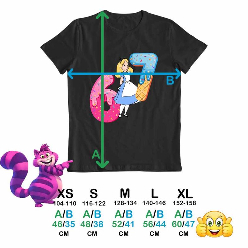 Fashion, accesorii si bijuterii - Copii - Imbracaminte copii - Tricouri copii - Tricou Copii Baieti Alice Tara Minunilor Six Seven Sase Sapte 67, negru, marime M Copii - Infinity.ro