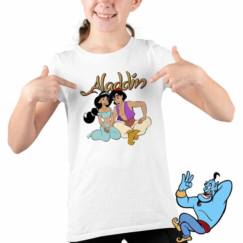 Fashion, accesorii si bijuterii - Copii - Imbracaminte copii - Tricouri copii - Tricou Copii Fete Aladdin Jasmine Covor Fermecat Printesa, alb, marime XS Copii - Infinity.ro
