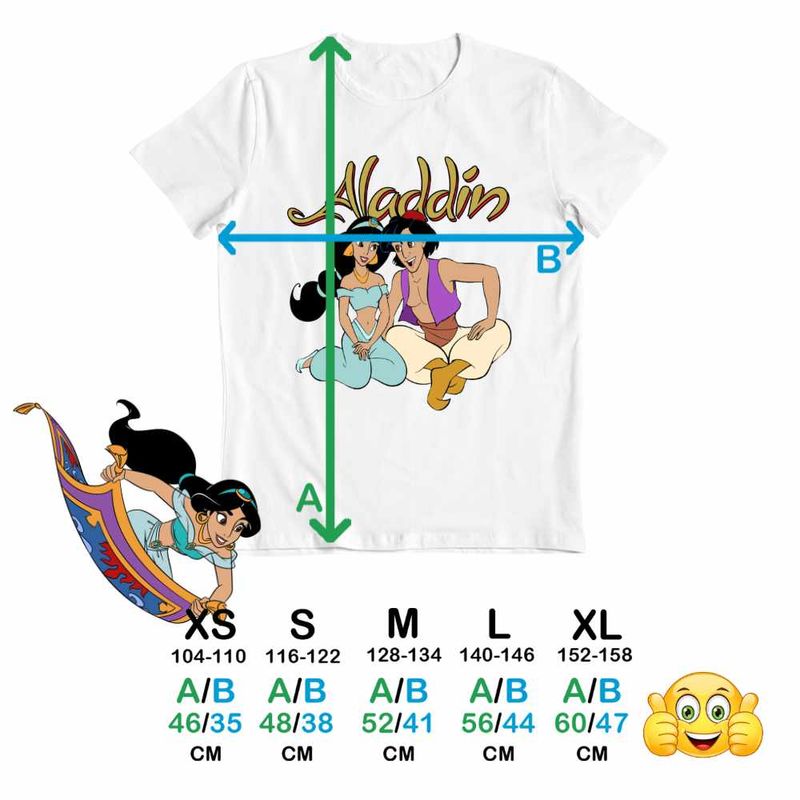 Fashion, accesorii si bijuterii - Copii - Imbracaminte copii - Tricouri copii - Tricou Copii Fete Aladdin Jasmine Covor Fermecat Printesa, alb, marime XS Copii - Infinity.ro