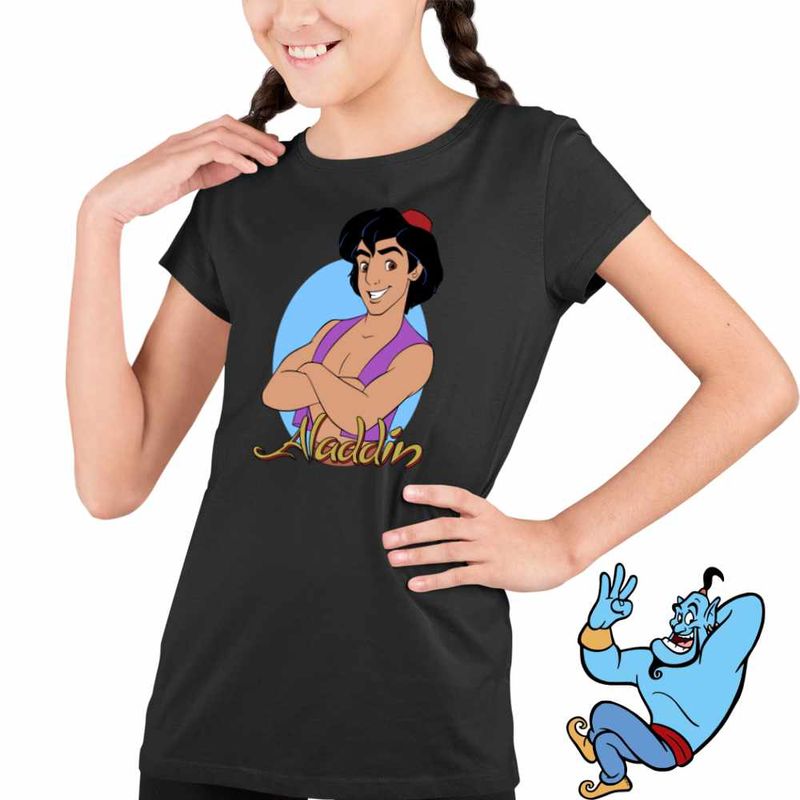 Fashion, accesorii si bijuterii - Copii - Imbracaminte copii - Tricouri copii - Tricou Copii Fete Aladdin Ali Baba O mie si una de nopti Aladin, negru, marime L Copii - Infinity.ro