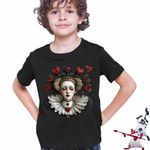 Fashion, accesorii si bijuterii - Copii - Imbracaminte copii - Tricouri copii - Tricou Copii Baieti Alice Tara Minunilor Regina de Cupa, negru, marime S Copii - Infinity.ro