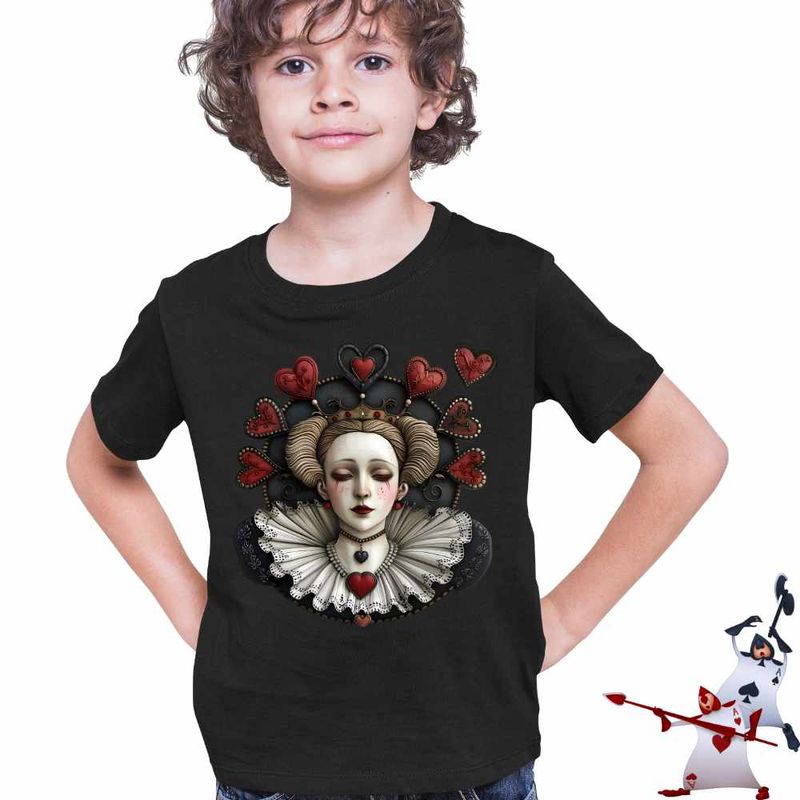 Fashion, accesorii si bijuterii - Copii - Imbracaminte copii - Tricouri copii - Tricou Copii Baieti Alice Tara Minunilor Regina de Cupa, negru, marime S Copii - Infinity.ro
