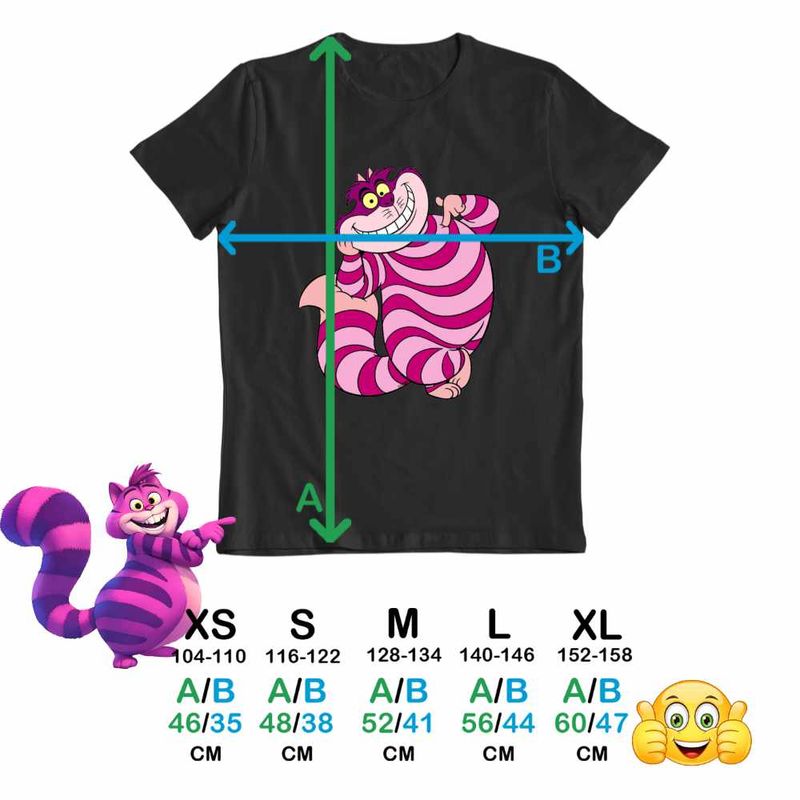 Fashion, accesorii si bijuterii - Copii - Imbracaminte copii - Tricouri copii - Tricou Copii Baieti Alice Tara Minunilor Pisica Cheshire, negru, marime L Copii - Infinity.ro