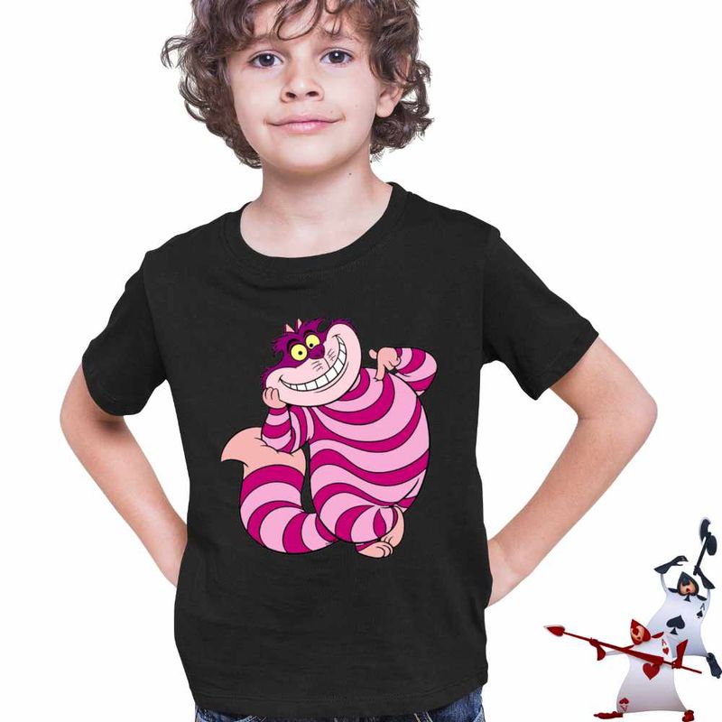Fashion, accesorii si bijuterii - Copii - Imbracaminte copii - Tricouri copii - Tricou Copii Baieti Alice Tara Minunilor Pisica Cheshire, negru, marime L Copii - Infinity.ro