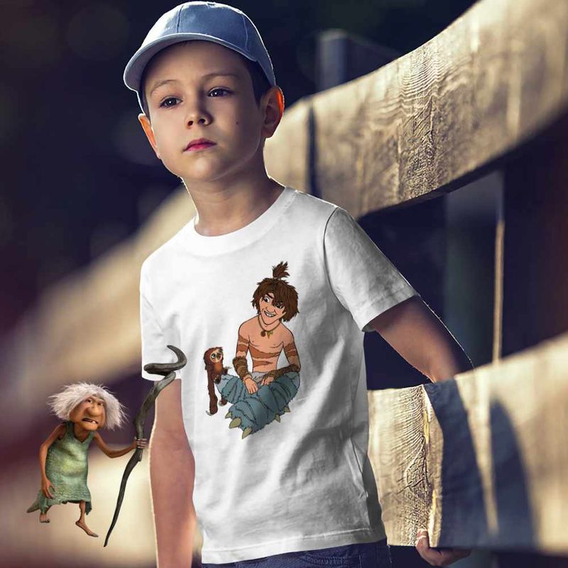 Fashion, accesorii si bijuterii - Copii - Imbracaminte copii - Tricouri copii - Tricou Copii Baieti The Croods Guy Familia Crood Epoca de Piatra CoolTrend, alb, marime L Copii - Infinity.ro
