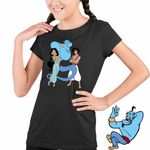 Fashion, accesorii si bijuterii - Copii - Imbracaminte copii - Tricouri copii - Tricou Copii Fete Aladdin Jasmine Aladdin Genie Duh, negru, marime XS Copii - Infinity.ro