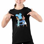 Fashion, accesorii si bijuterii - Copii - Imbracaminte copii - Tricouri copii - Tricou Copii Fete Aladdin Jasmine Aladdin Genie Duh, negru, marime XS Copii - Infinity.ro